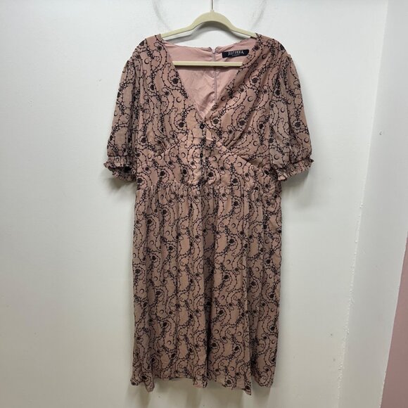 Disturbia rosethorn corset Pink and Black Midi Dress plus size US 16 - Picture 2 of 11